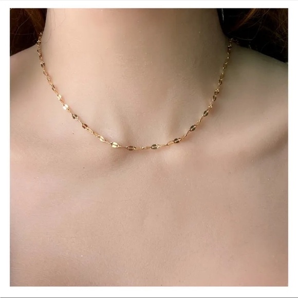 3/$30 NEW MINIMALIST DAINTY CHAIN CHOKER NECKLACE GOLD TONE GEOMETRIC OVAL LINK - Picture 4 of 6